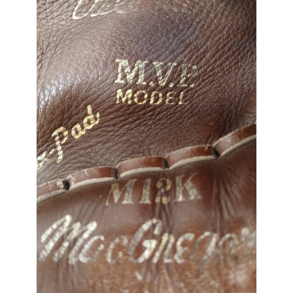 MacGregor Baseball Glove Pete Rose MVP M12K Model Leather Flex Pad Right Vintage - Picture 12 of 16